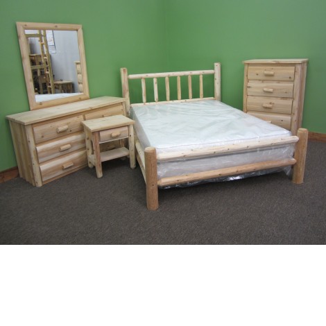 White cedar log 5 shop piece bedroom set